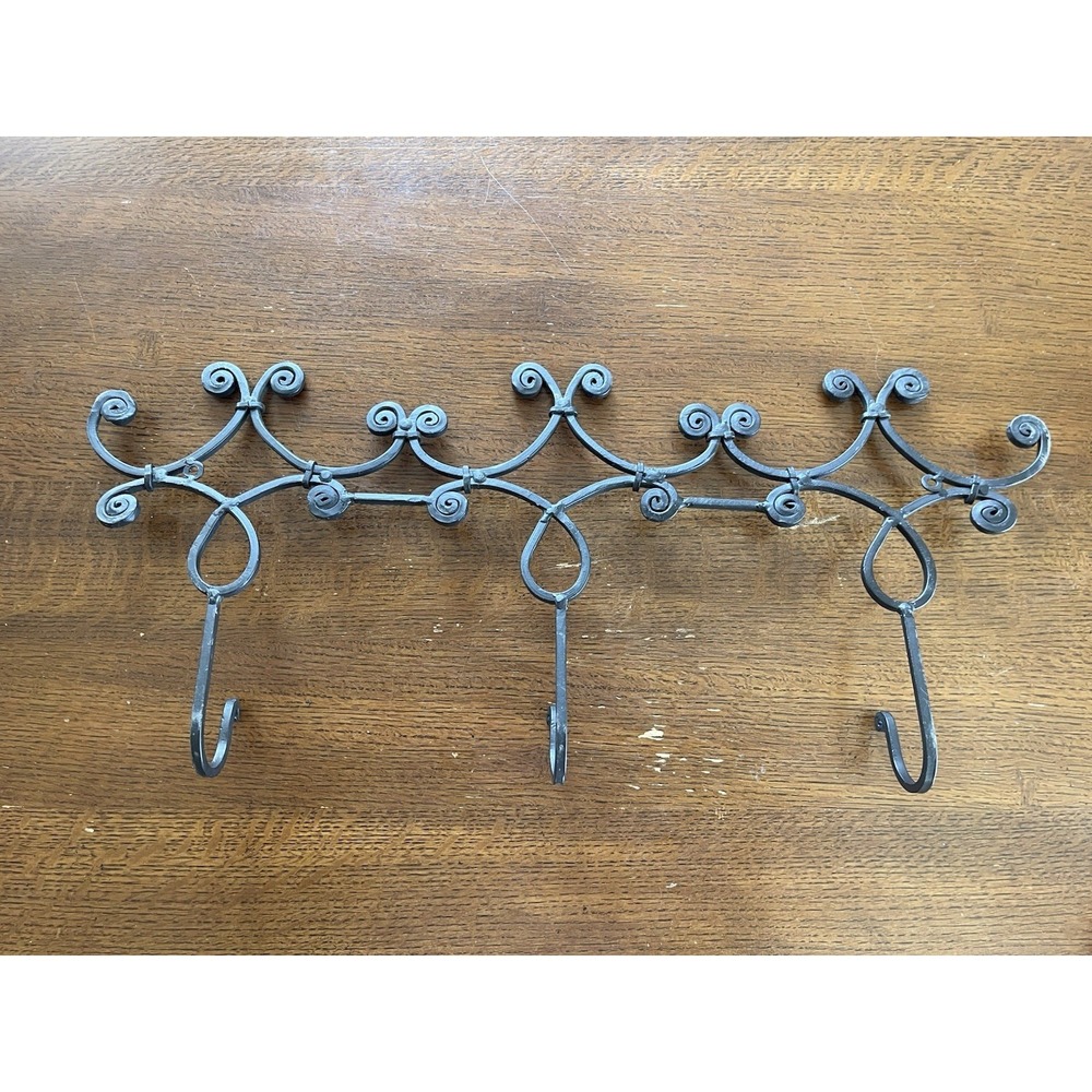 Iron Rod Wall Hanging Coat Rack 3 Hook Whimsical Boho - Picture 5 of 8